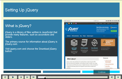Screen shot of the jquery.com home page.